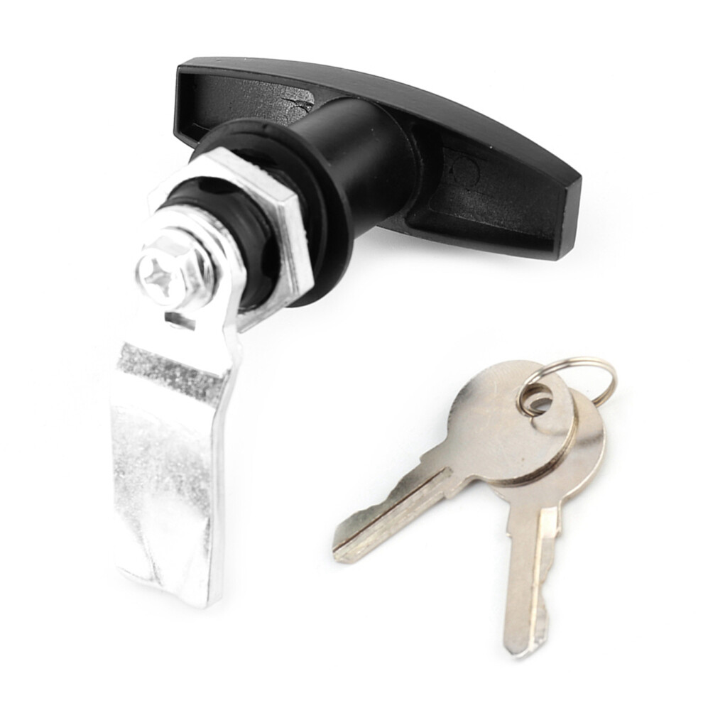 Rear T Handle Lock For Trailer Caravan Canopy With Keys Â Black, Zinc Alloy 8251388731853