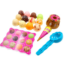 Ice Cream Stacking Toy for Toddlers, Montessori Pretend Play Food Set with Bright Color Scoops