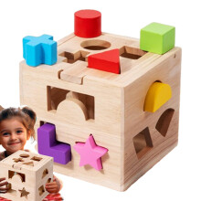 Wooden Shape Sorter Cube for Toddlers HandsOn Learning and Shape Recognition Kids Age 3+