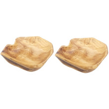 2X Wooden Fruit Salad Serving Bowl Hand-Carved Root Bowls Living Room Real Wood Candy Bowl 25-29cm