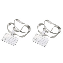 2X Horizontaler Stil ID Karten Halter Aus Aluminium Legierung mit Lanyard Ausschnitt