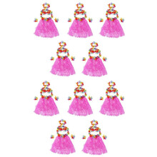 18 Set Hawaien Jupe en Fleur Hula Lei Bracelet Garland Deguisement - Rose