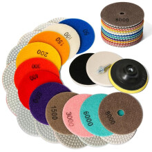 15PCS 4 Inch Diamond Polishing Pads Set, for Drill, Grinder, Polisher, Wet/Dry Polishing Kit with 5/8inch-11 Backer Pad