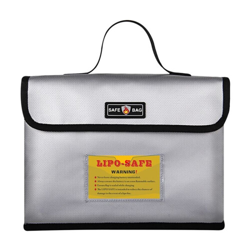 Explosion-Proof Fireproof Lipo Battery Protector Safe Bag, for Battery Storage, Charging with Double Metal Zipper