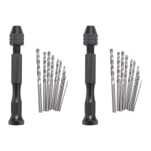 2Pcs Aluminum Hand Drill with Keyless Chuck +20X Twist Drills Rotary Tools