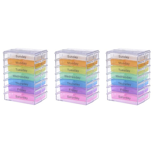3X Medicine Weekly Storage Pill 7 Day Tablet Sorter Box Container Case Organizer