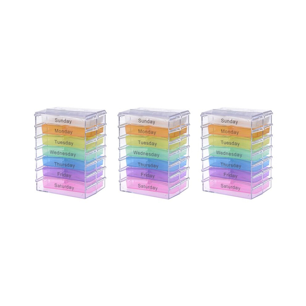 3X Medicine Weekly Storage Pill 7 Day Tablet Sorter Box Container Case Organizer