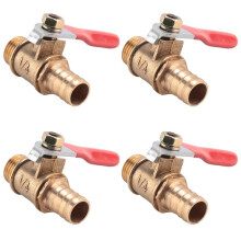 4pièces 10mm x 1/4 de Pouce Pt Filetage Mâle À Passage Intégral Poignée de Levier Tuyau Flexible en Laiton