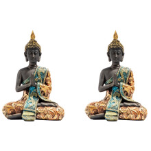 2X Buddha Statue Thailand Sculpture Resin Handmade Buddhism Hindu Feng Shui Figurine Meditation Home Decor Ornament