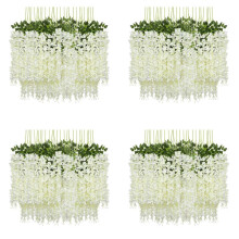 48 Pack (43.2 FT) Artificial Wisteria Vine Fake Wisteria Hanging Garland Silk Long Hanging Bush Flowers String (White)