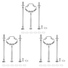 3Set 2 3 Tier Cake Plate Stand Heavy Metal Center Handle Fitting Hardware Rod Shape:Ornate Victoriana