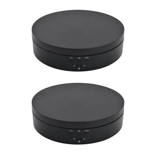2X Black Rechargeable Turntable Display Stand, 360 Degree Rotation Speed/Angle Adjustable