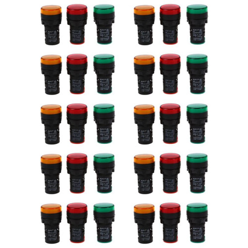 Red, Yellow-Green Light Lamp 22 mm LED  Display Panel AC 220 V 30 Pcs