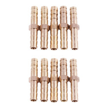 10 Pcs Gold Tone Brass Straight Hose Connector Joiner