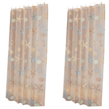 2pièces 120cmx180cm Rideau de Douche Moderne Cloison Starfish Frais Style Bord de Mer Imperméable Rideau Peva