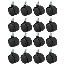 Rueda Giratoria de Plastico de 8mm de Tornillo de Vastago de Diametro de La Rueda de 1,5 Pulgadas 16 Piezas Negro