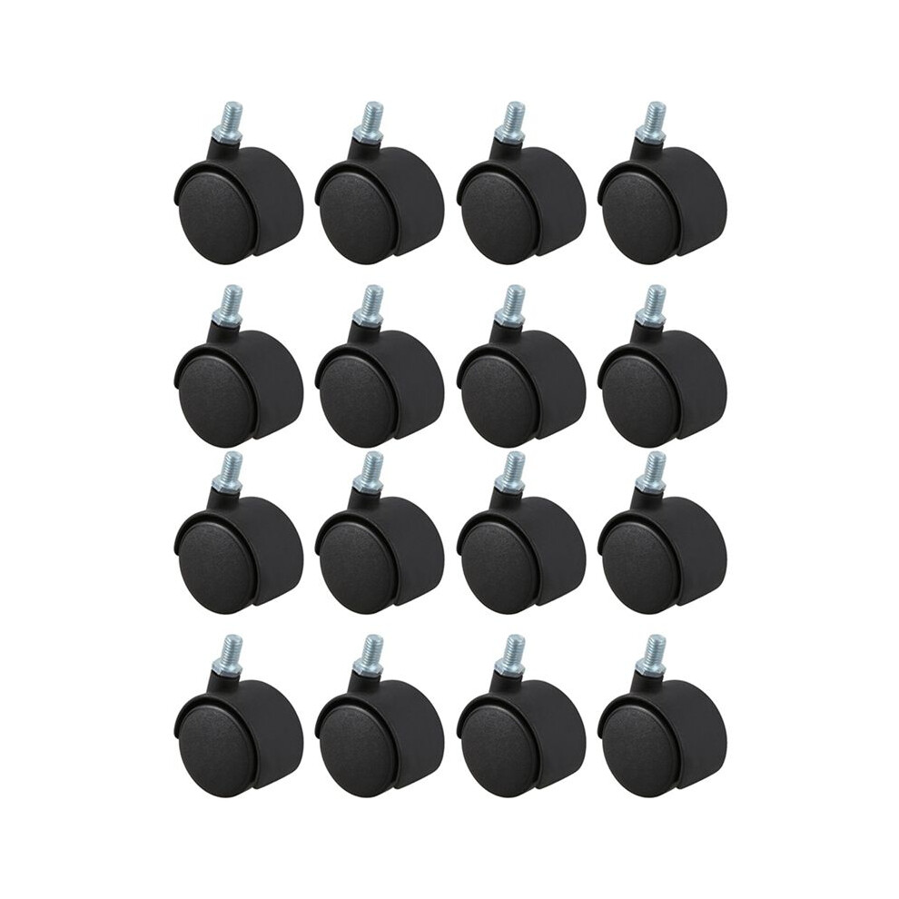 Plastic Swivel Caster 8Mm Screw Stem 1.5-Inch Dia Wheel 16 Pcs Black 6032387021082