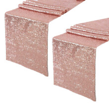 2X Chemins de Table à Paillettes En or Rose Scintillant 12X71 Pouces Table Chatoyante pour la Nappe de Gâteau D'Anniversaire de Fête de Mariage