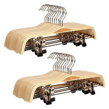 20 Pack Solid Finish Wooden Trousers/Skirt Hangers with Anti-Rust Clips Coat Clothes Hangers