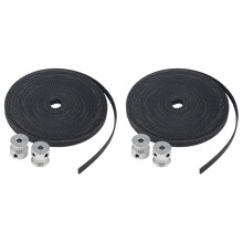 2pcs 2M 2GT 6mm Rubber Pulley Timing Belt + 4Pcs 20T Tooth 5mm Gear Pulley
