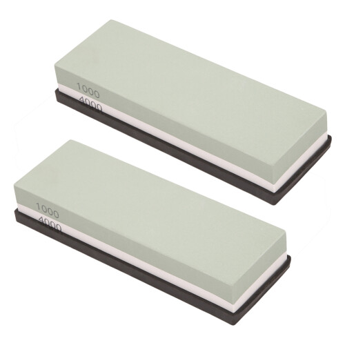 2X Whetstone Sharpening Stone 1000/4000 Grit - Knife Sharpener Stone - Waterstone Rubber Stone Holder Included