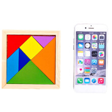 Wooden Puzzle Blocks Tangram Set for Kids Montessori Geometry Toy Boosts Cognitive Skills
