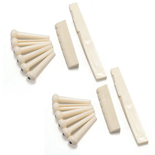 12 Bridge Pins + Saddle + Bridge Saddle Bone / Bone Acoustic Guitar White