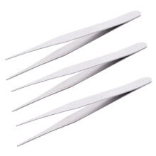 3X Tweezers Tweezers Doctor Pliers Tweezers Antistatic Metal Curve Round Straight (TS-10)