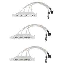 3X Mainboard-USB-Kabeladapter (4 x USB 2.0 Auf 9-Adrigen Stecker) Weiss