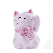 Lucky Cat Piggy Bank for Kids, AntiFall Durable Resin Money Box, NonOpening Secure Gift Choice