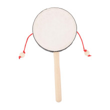 Wooden Baby Rattle Sensory Musical Toy Shake Drum for Kids Rhythm Skill Development Durable Wood