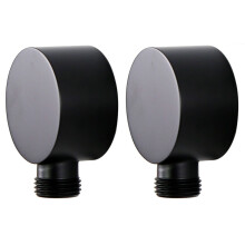 2X Gomito di Alimentazione un Parete, Connettore per Tubo Doccia da Parete Rotondo nel Ottone Accessori Uscita Acqua G1 / 2 Pollici per Doccia-Nero