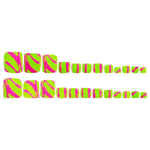 Trendy Press-On Nails for Girls - Green & Pink Square