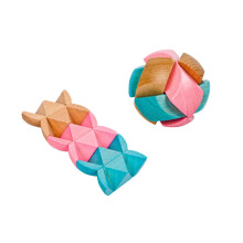 Wooden Brain Teaser Puzzle Football Shape Colorful Beech Wood Ming Lock for Adults Logic Challenge