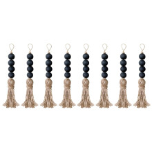 8X Closet Art Farmhouse Rustic Wood Bead Garland Home Decor Hanging Drawer Knob Pendant Door Handle with Tassels