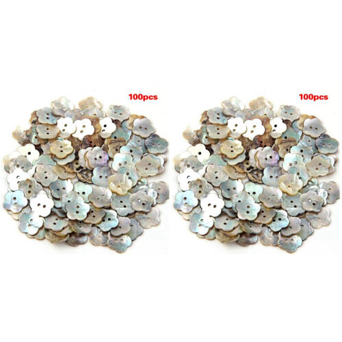 Lot de 200 Perles Bouton en Nacre Coquillage Fleur 15mm