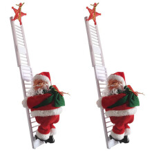 2X Babbo Natale Da Arrampicata Animato Sulla Scala Giocattolo Elettrico di Babbo Natale Albero di Natale Ornamenti Da Parete Decorazione Indoor