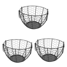 3X Iron Egg Storage Basket Snack Fruit Basket Collection Ceramic Hen Ornaments Decoration Kitchen Accessories B