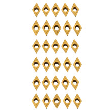 30Pcs DCMT070204 YBC251 Blades Gold Carbide Inserts CNC Lathe Cutter for Lathe Turning Tool Boring Bar