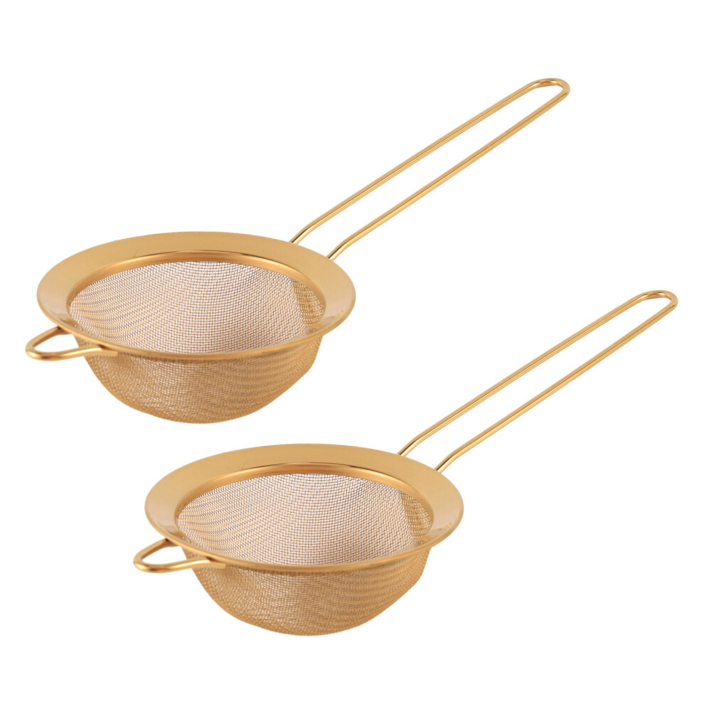 2X Fine Mesh Oil Strainer Flour Sifter Sieve Colanders Flour Coffee Mesh Filter Baking Tools Bakeware S Golden 6034060668584