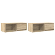 Mobile TV a muro - HELLOSHOP26 - Set di 2 - Poco ingombrante - Rovere Sonoma - 80 x 31 x 25,5 cm