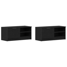 Mobile TV - HELLOSHOP26 - Set di 2 mobili TV moderni - Porte a filo - 80 x 35 x 36,5 cm - Nero opaco