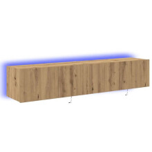 Mobile TV a muro - HELLOSHOP26 - Mobile TV moderno a muro - Strisce LED dinamiche - Legno beige - Montaggio a muro