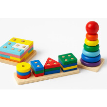 Montessori Toys Wooden Shape Sorter for Toddlers, Educational Stacking Toy for Preschool Learning
