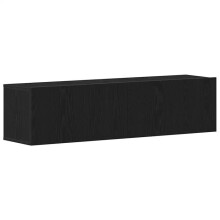 Mobile TV a muro - HELLOSHOP26 - Mobile TV a muro pratico - 120 x 30 x 30,5 cm - Rovere nero - Fissaggio a muro