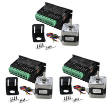 3X TB6600 4A 9-42V Sterownik Silnika Krokowego CNC z Silnikiem Krokowym Nema 17 Bipolarny 1.7A 40N.cm TrzymająCy Moment Obrotowy i Uchwyt Montażowy