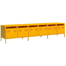 Mobile TV - HELLOSHOP26 - 202 x 39 x 43,5 cm - Giallo senape - Acciaio laminato - 6 cassetti