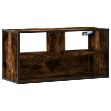TV-meubel - HELLOSHOP26 - industrieel ontwerp - gerookt eiken &amp; metaal - 80 x 31 x 39,5 cm - wandmontage