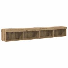 Mobile TV a muro - HELLOSHOP26 - 100 x 30 x 30 cm - Legno ingegnerizzato - Strisce LED USB - Design moderno