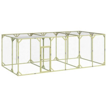 Hühnerstall eingezäunt - HELLOSHOP26 - 600 x 300 x 200 cm - imprägniertes Kiefernholz - wasserdichtes Polyesterdach - abschließbare Tür
